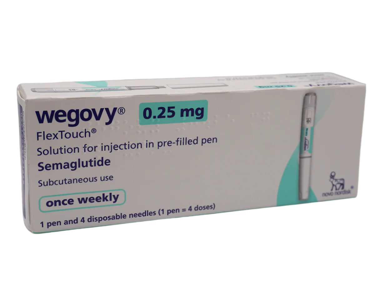 Wegovy (semaglutide) FlexTouch pre-filled pen — UK packaging by Novo Nordisk